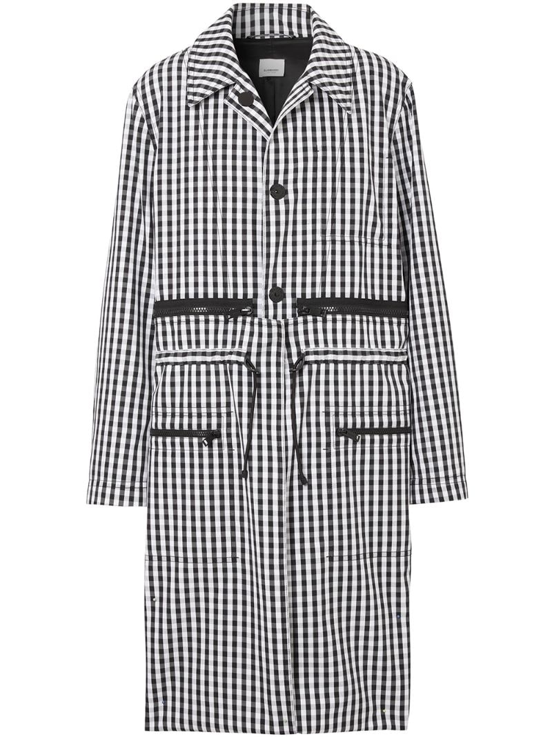 Shop Burberry Gingham Loop-back Car Coat In Black