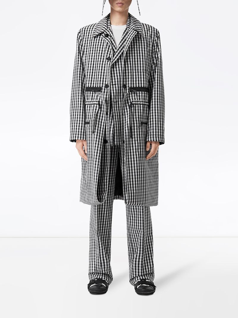 Shop Burberry Gingham Loop-back Car Coat In Black