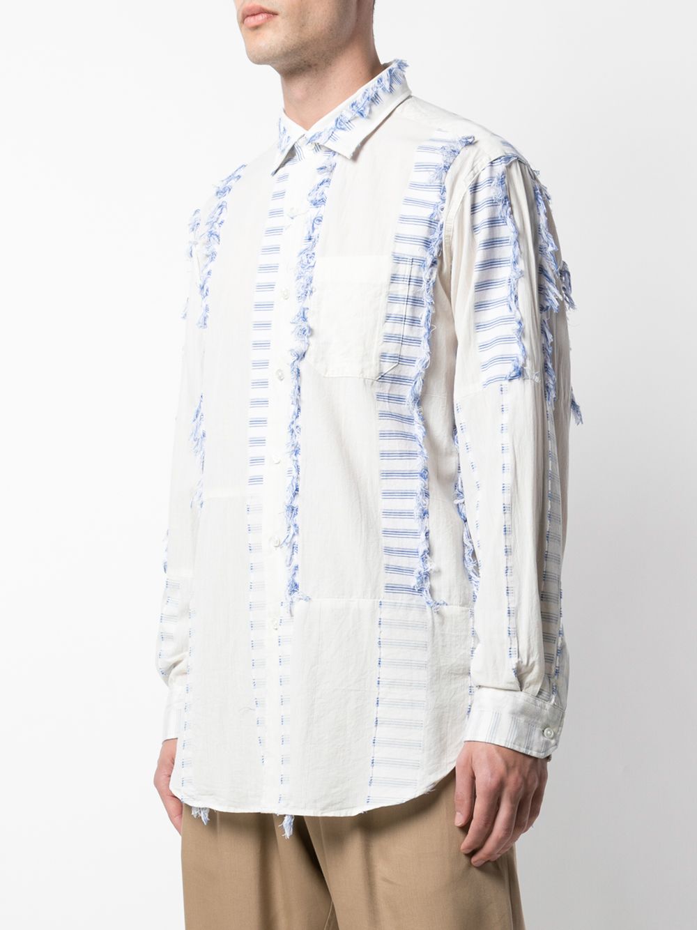 фото Engineered garments полосатая рубашка с бахромой