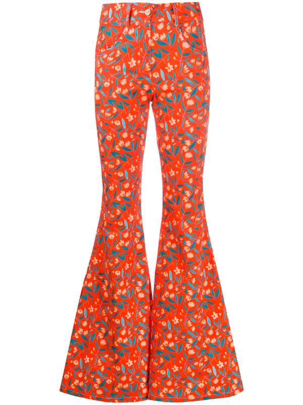 floral flared trousers