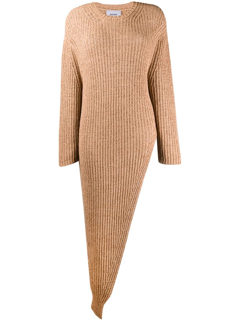 Nanushka Ribbed Asymmetric Jumper In Brown