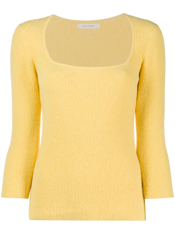yellow square neck top