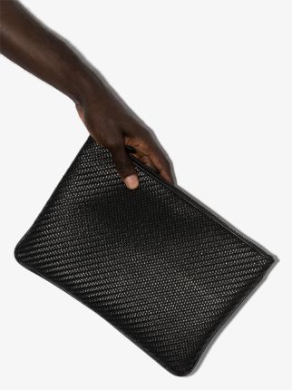 black woven leather folio clutch bag展示图