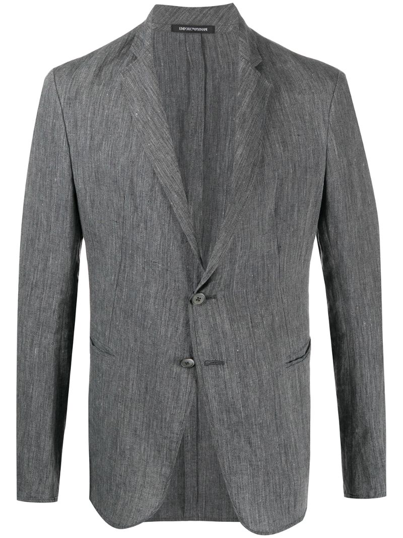 Emporio Armani Single-breasted Regular Blazer In Grey