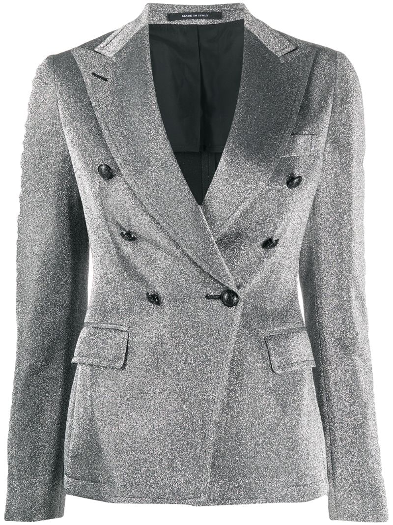 Tagliatore Jalicya Glittered Blazer In Silver