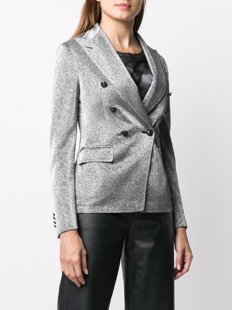 Shop Tagliatore Jalicya Glittered Blazer In Silver