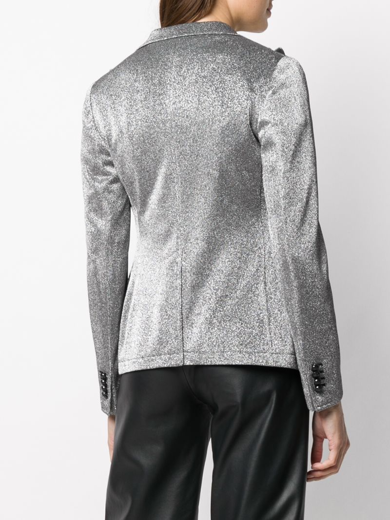 Shop Tagliatore Jalicya Glittered Blazer In Silver