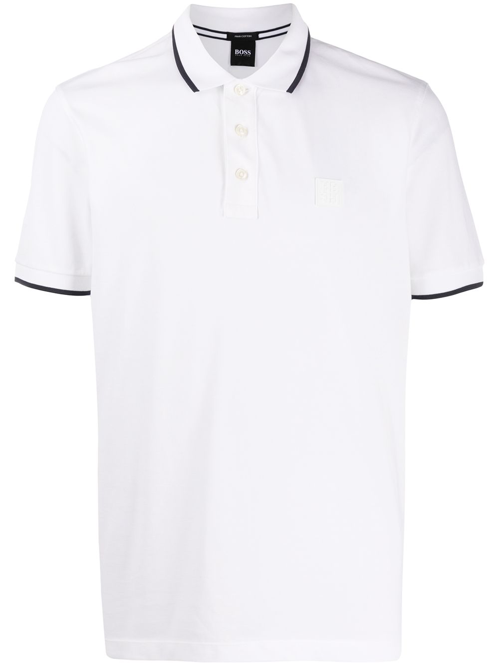 Shop Hugo Boss Parlay Block-stripe Polo Shirt In White