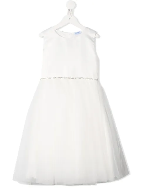 Siola crystal embellished stain panel dress