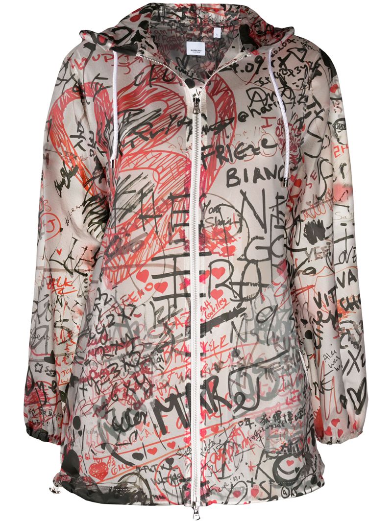 BURBERRY GRAFFITI-PRINT HOODED COAT