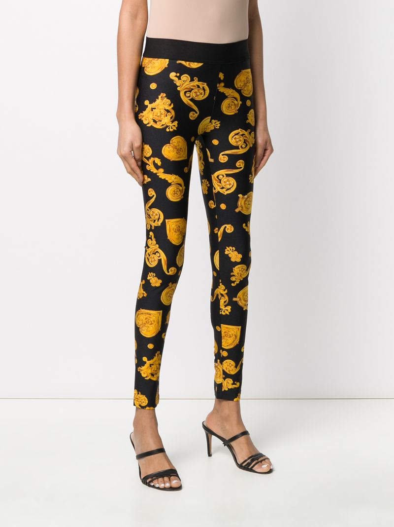 Shop Versace Jeans Couture Baroque Print Leggings In Black