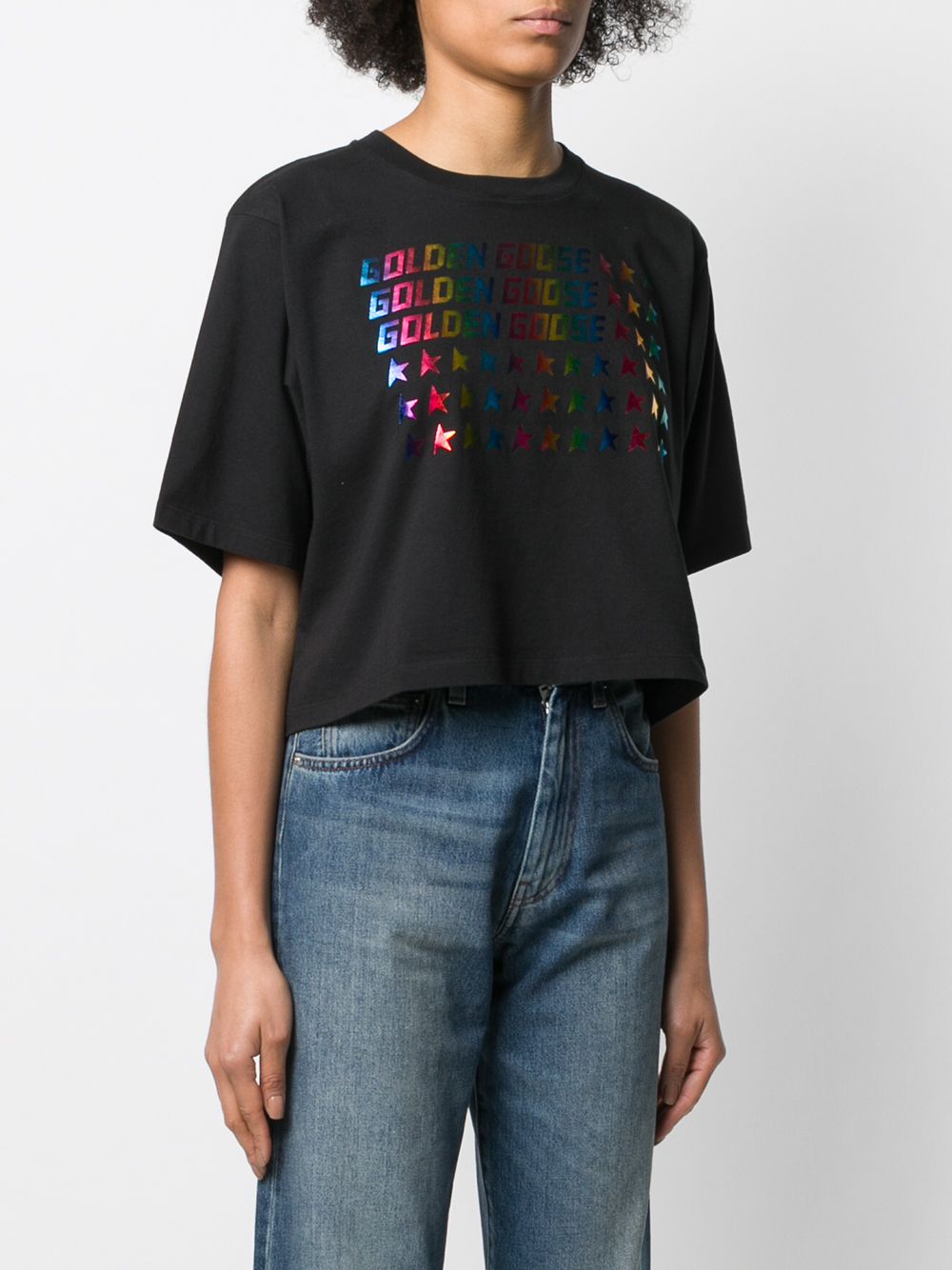 фото Golden goose flag logo cropped t-shirt