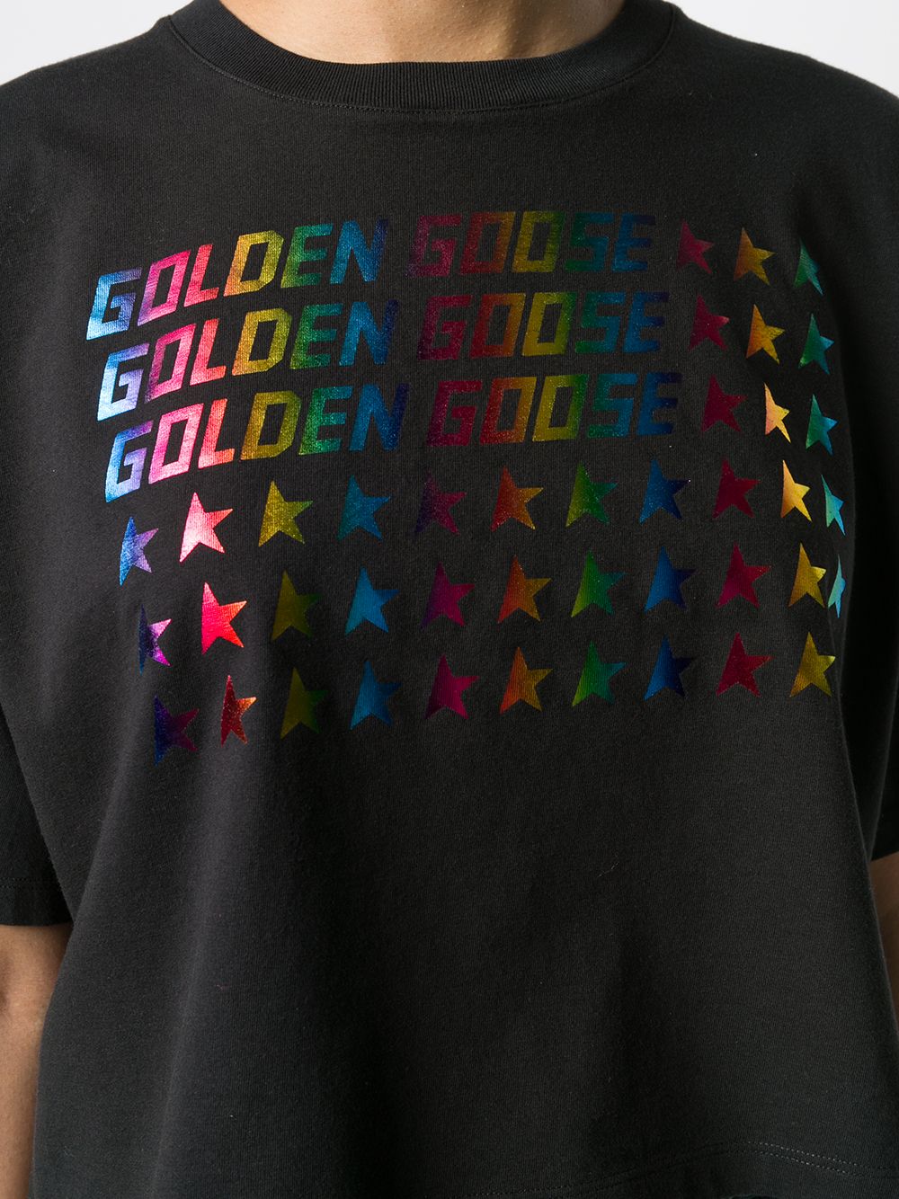 фото Golden goose flag logo cropped t-shirt