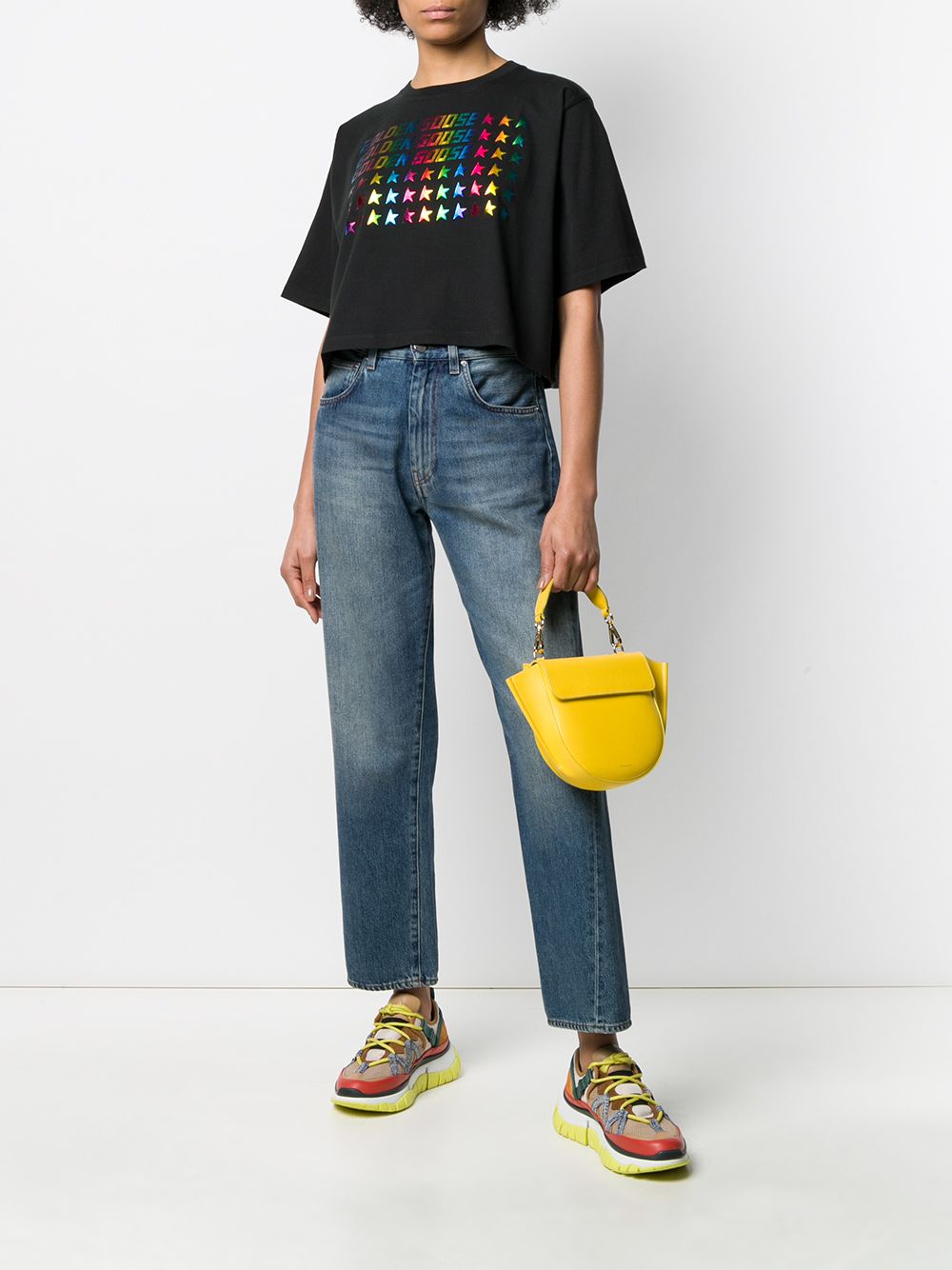 фото Golden goose flag logo cropped t-shirt