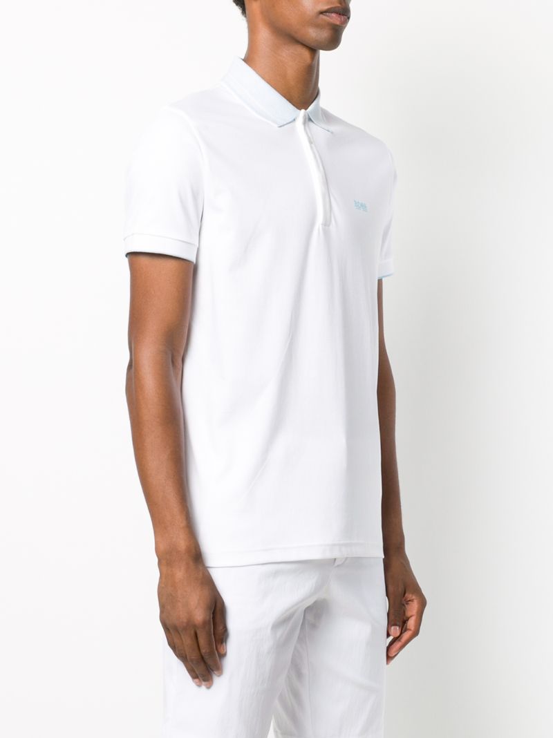 Shop Hugo Boss Paddy Logo Polo Shirt In White