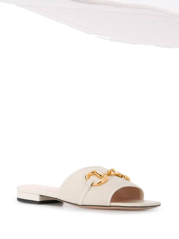 women's leather slide sandal with horsebit