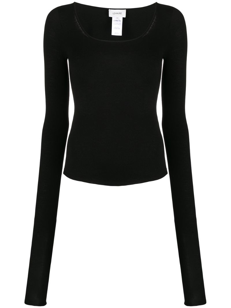 Lemaire Scoop Neck Knitted Top In Black