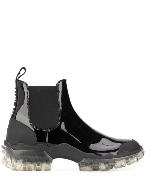 black patent rain boots