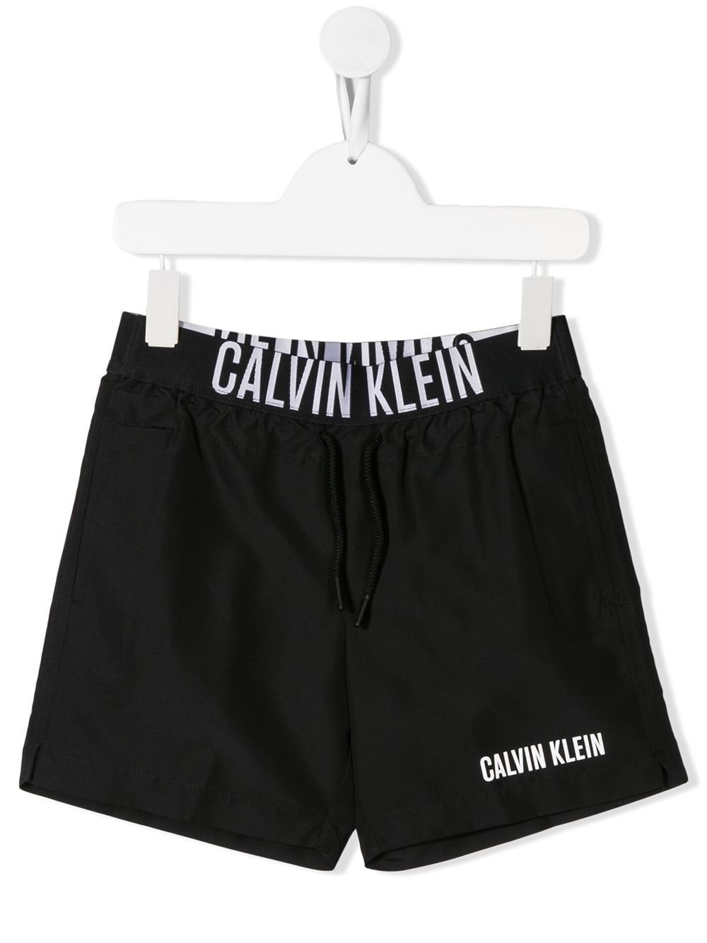 Calvin Klein Kids' Logo Band Swim Shorts In Black