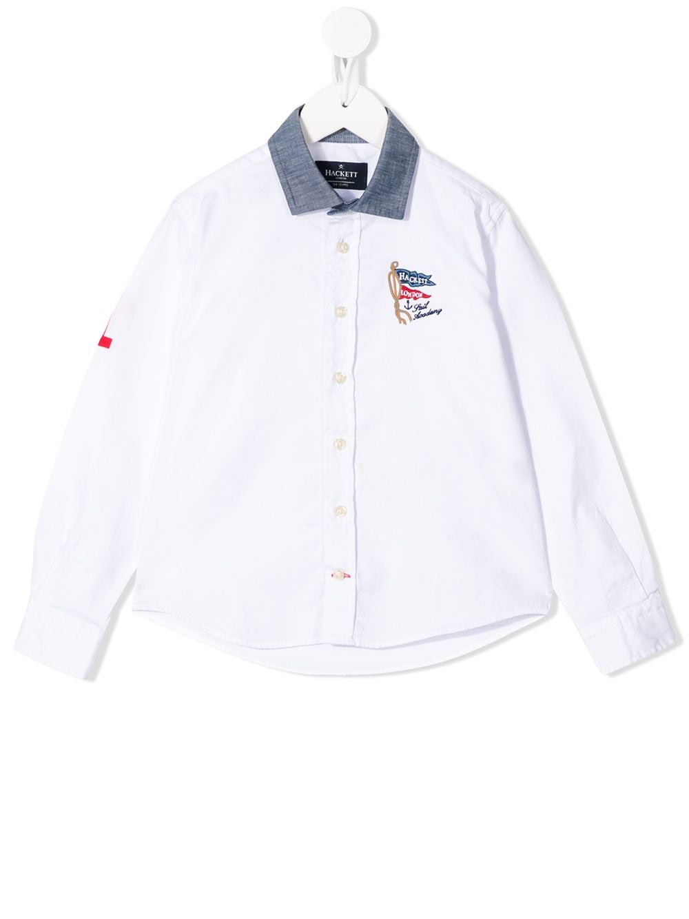 Hackett Kids' Logo Long Sleeve Shirt In White