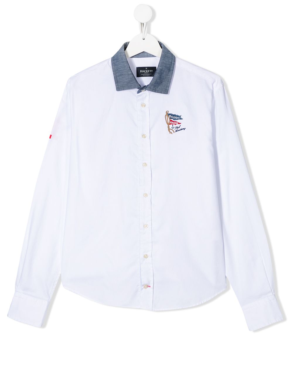 Hackett Teen Contrasting Collar Shirt In White