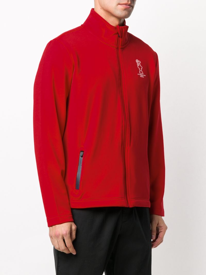 Shop Prada America's Cup Zip-up Cardigan In Red