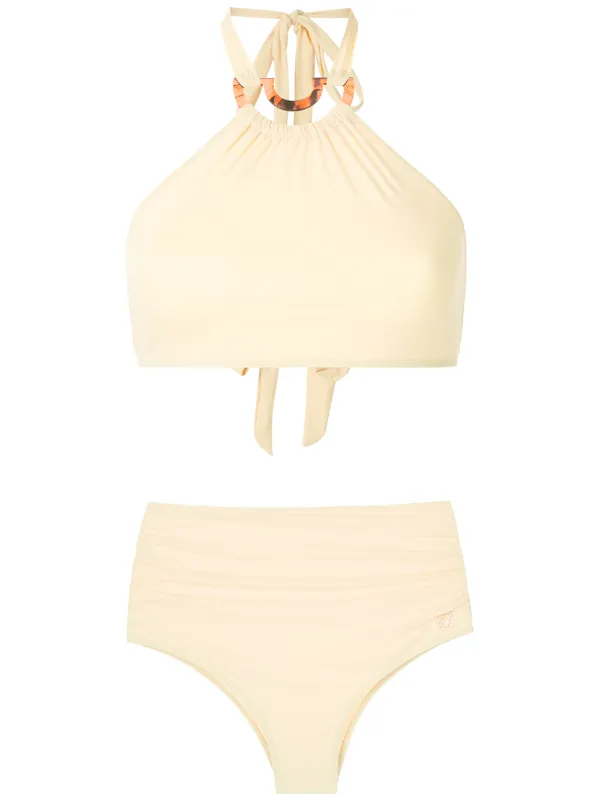 yellow high waisted bikini set