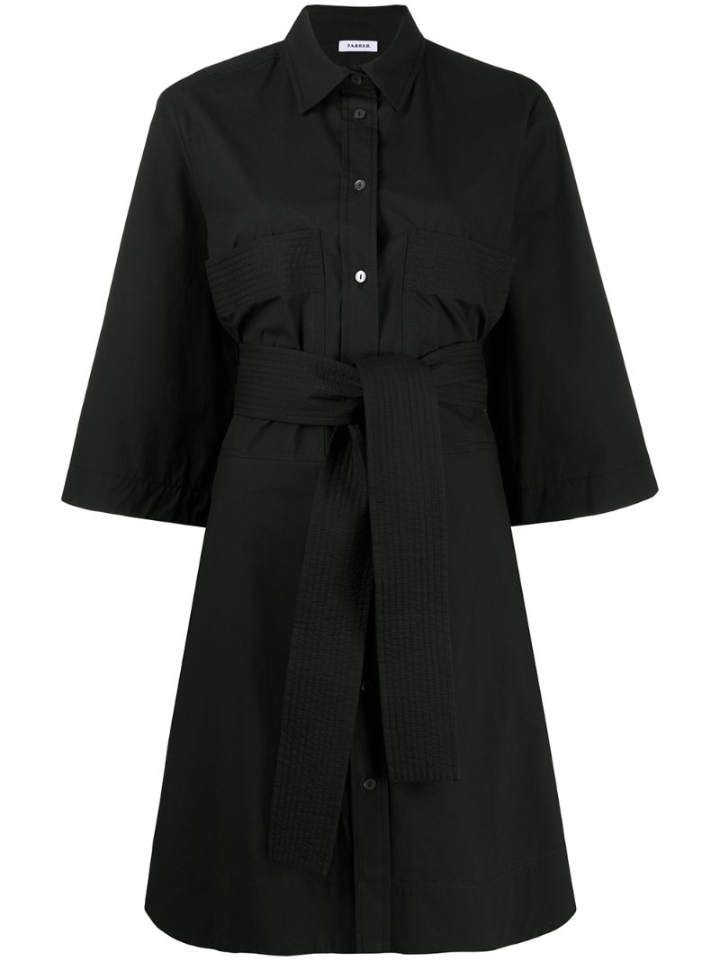 P.A.R.O.S.H CROPPED SLEEVES BELTED SHIRT DRESS