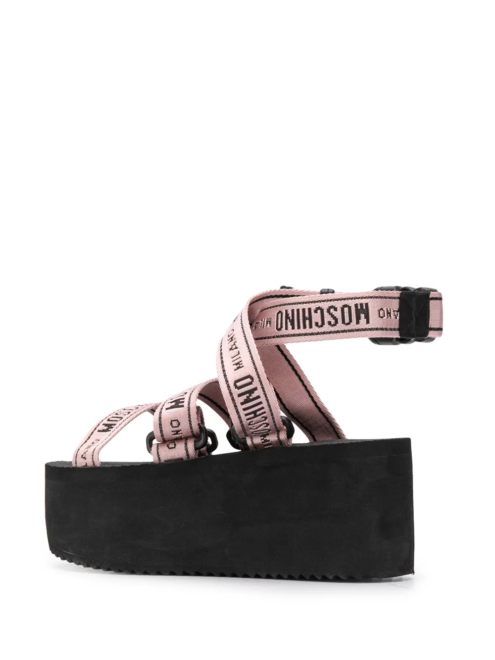 moschino logo tape wedge sandals