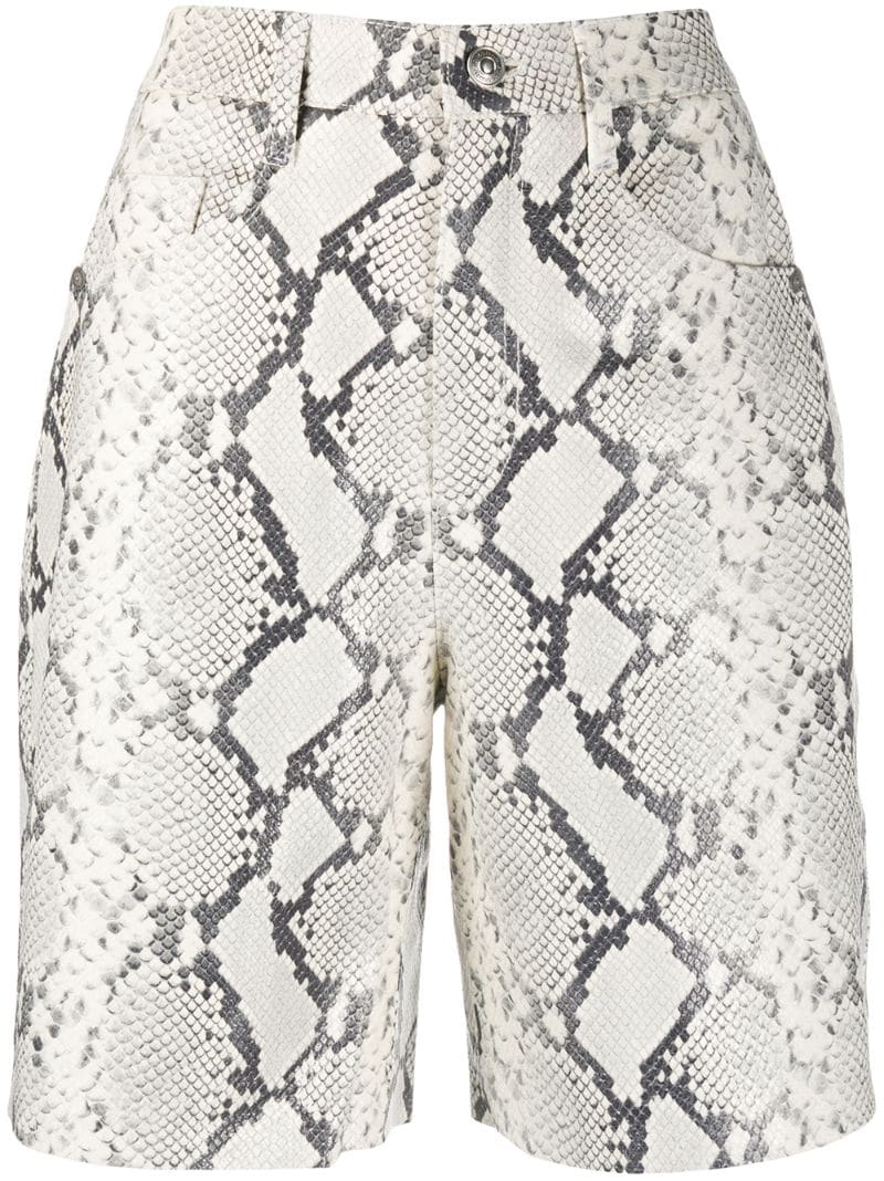 Shop Ermanno Scervino Snakeskin Effect High-waisted Shorts In Neutrals