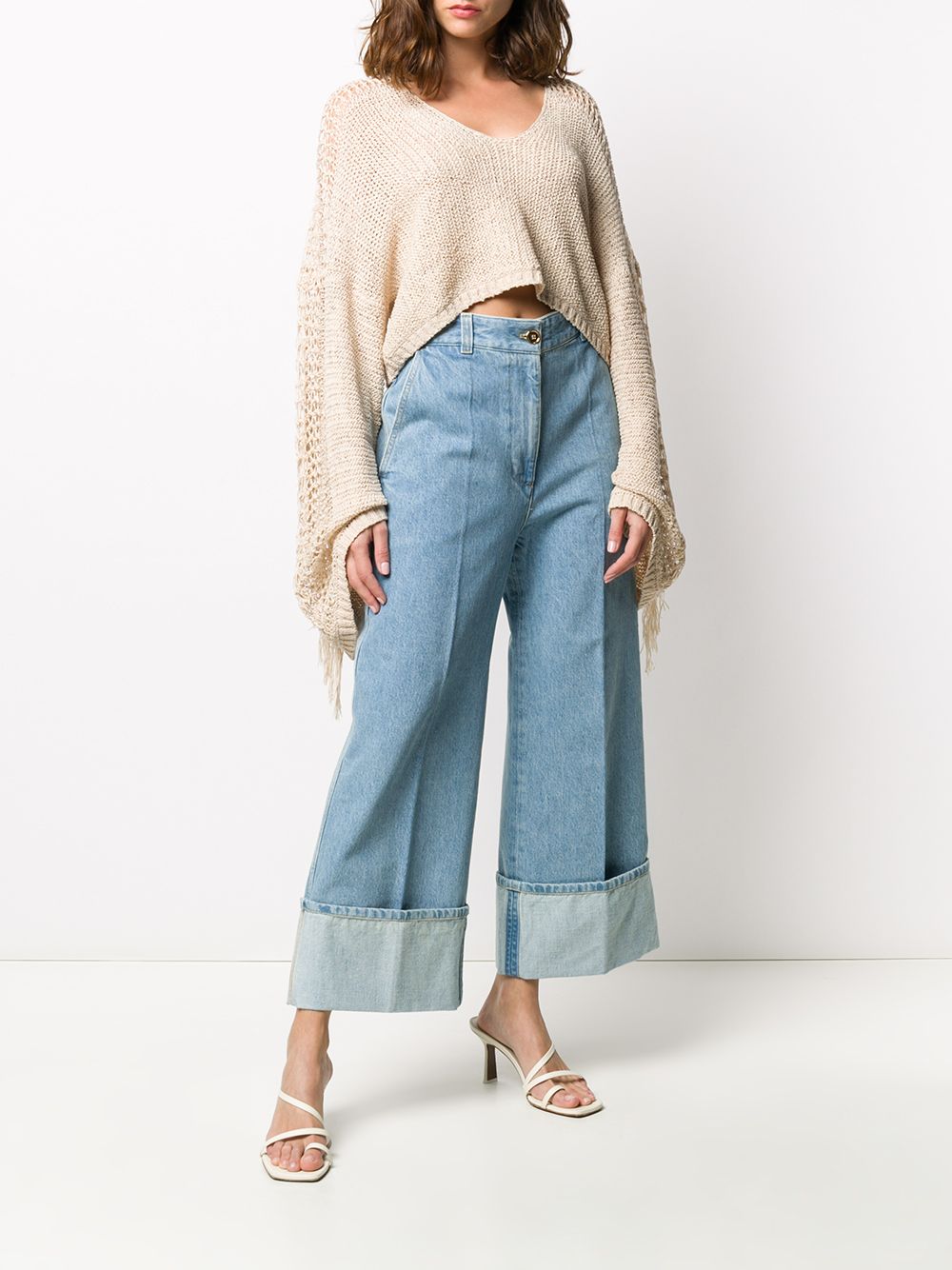 фото Mes demoiselles fringed-sleeve cropped top