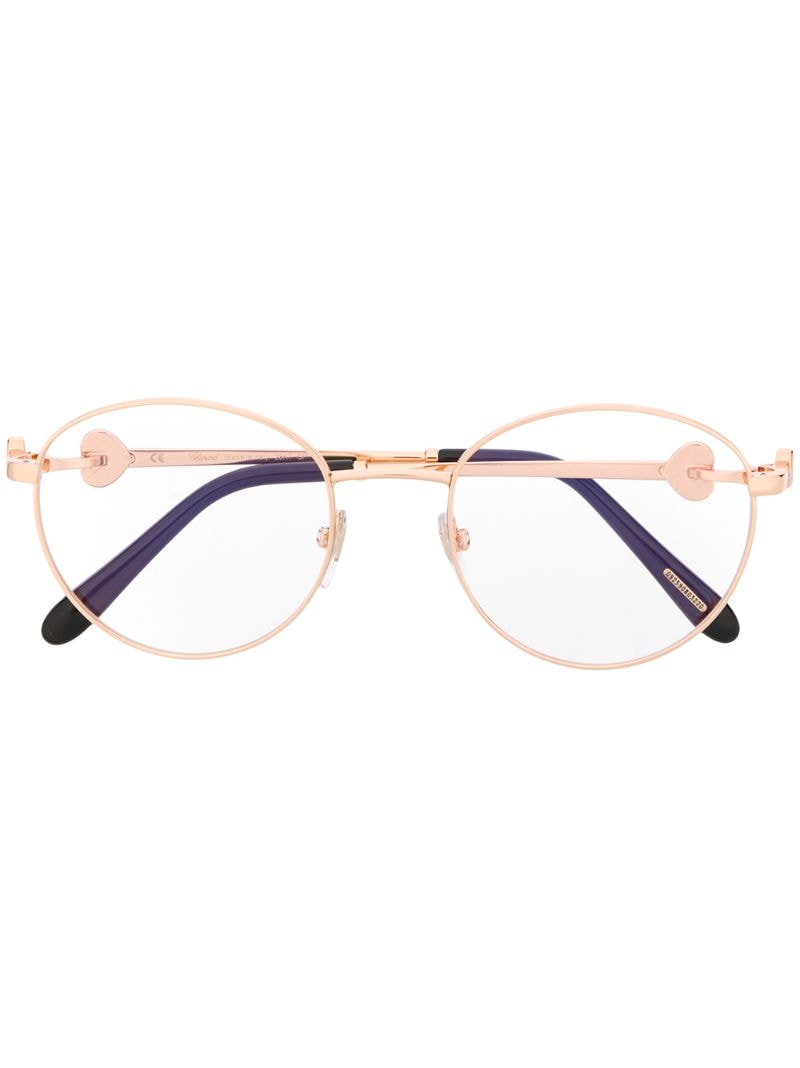 Chopard Eyewear Embellished Round Frame Glasses In Gold