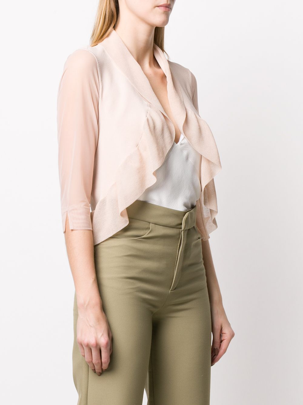 фото D.exterior chiffon-panelled ruffled shrug