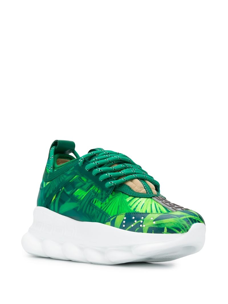 Shop Versace Chain Reaction Jungle Print Sneakers In Green