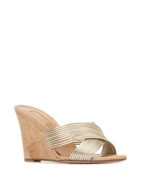 Shop gold Aquazzura Perugia 85 wedges with Express Delivery - Farfetch