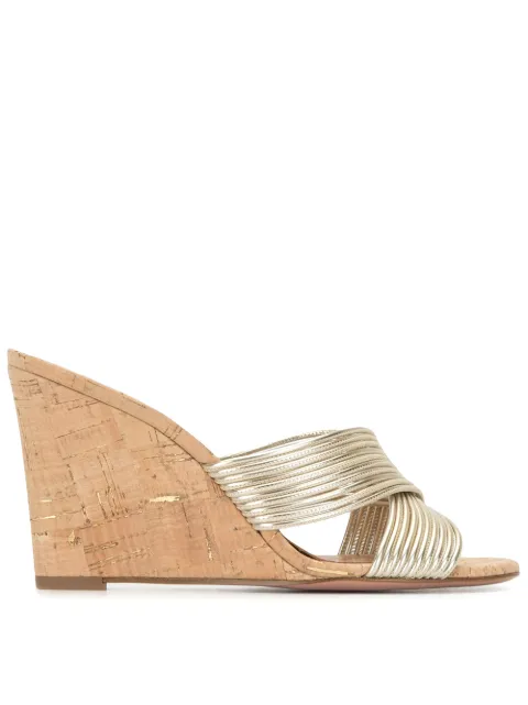 Shop gold Aquazzura Perugia 85 wedges with Express Delivery - Farfetch