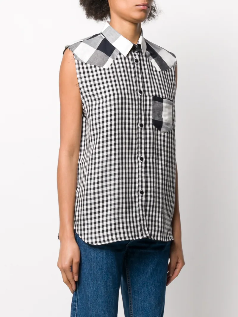 Woolrich Panelled Checked Shirt In Blue