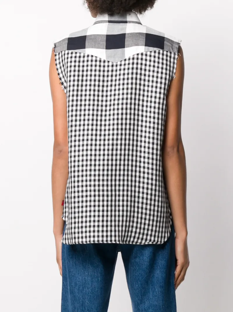 Woolrich Panelled Checked Shirt In Blue
