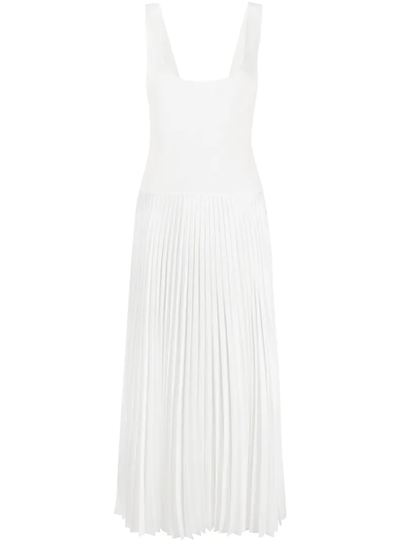 THEORY PLEATED SQUARE NECK DRESS