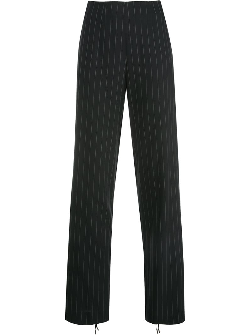 Off-white Pinstripe Straight Leg Trousers In Blue