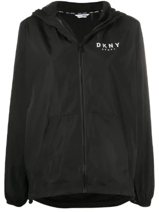 DKNY zip-through hooded logo jacket 