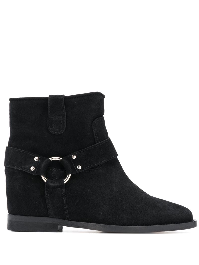 Via Roma 15 Textured Hardware Detail Ankle Boots In Black