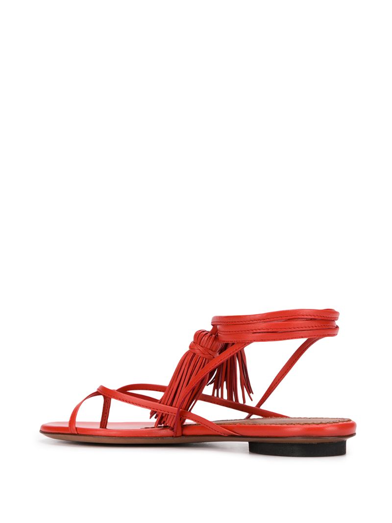 Shop L'autre Chose Wrap-tie Tassel Sandals In Red