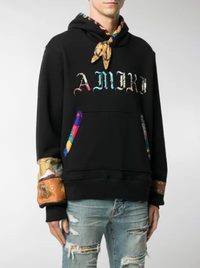 AMIRI bandana-print cotton hoodie black 