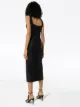 Materiel square neck fitted dress
