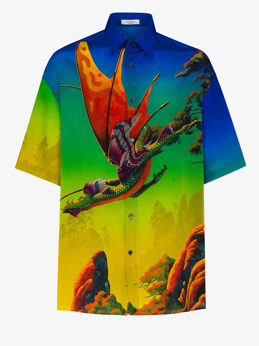 VALENTINO VALENTINO DRAGON AT DAWN PRINT SILK SHIRT,TV0AAB3566D15236385