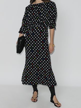 spot-pattern midi dress展示图