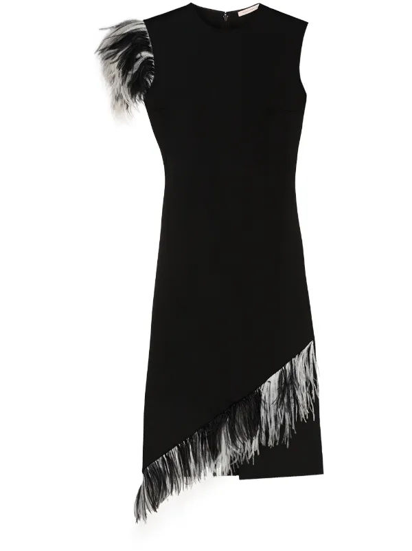 black ostrich feather dress