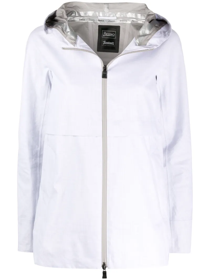 Herno Hooded Double-slider Zip Coat In White