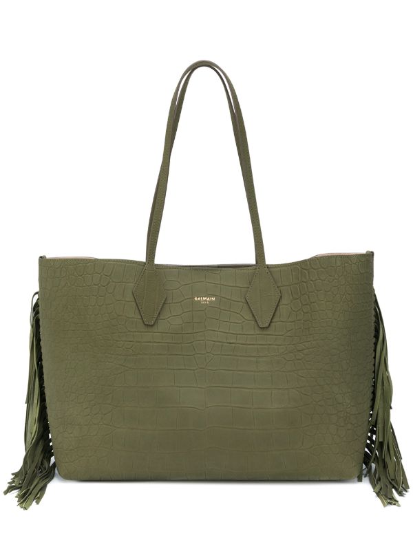 croc print tote bag